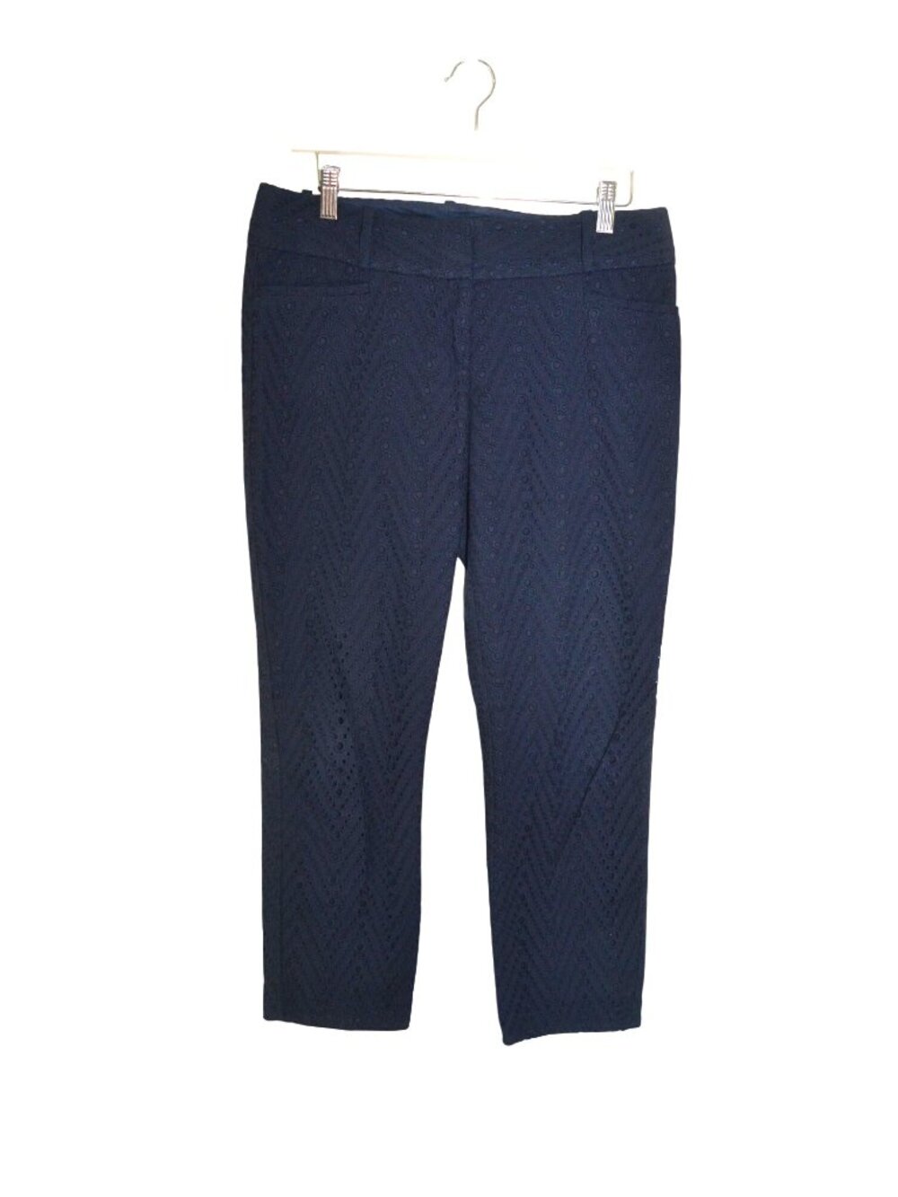The Limited Navy Blue Eyelet Cropped Pants Trousers Women's Size 6 Preppy Casual - Picture 2 of 7